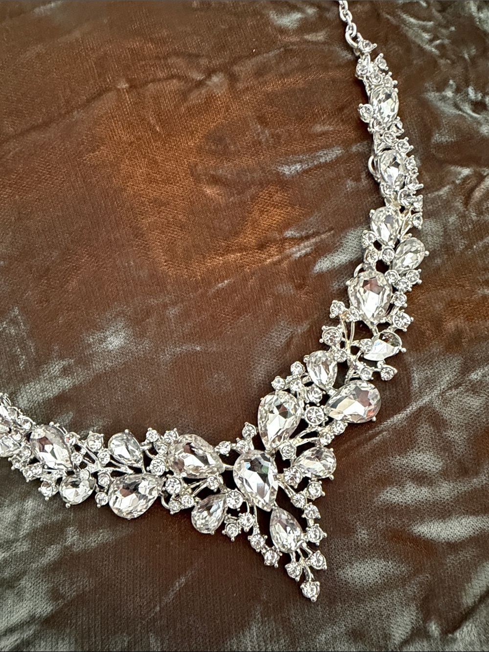 Crystal Statement Necklace in Silver